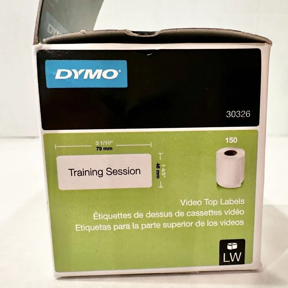 DYMO‎ LabelWriter VHS Top Labels 1 4/5 x 3 1/10 White 150 Labels/Roll 30326